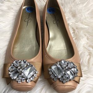 Jessica Simpson Flat bejeweled shoes.
